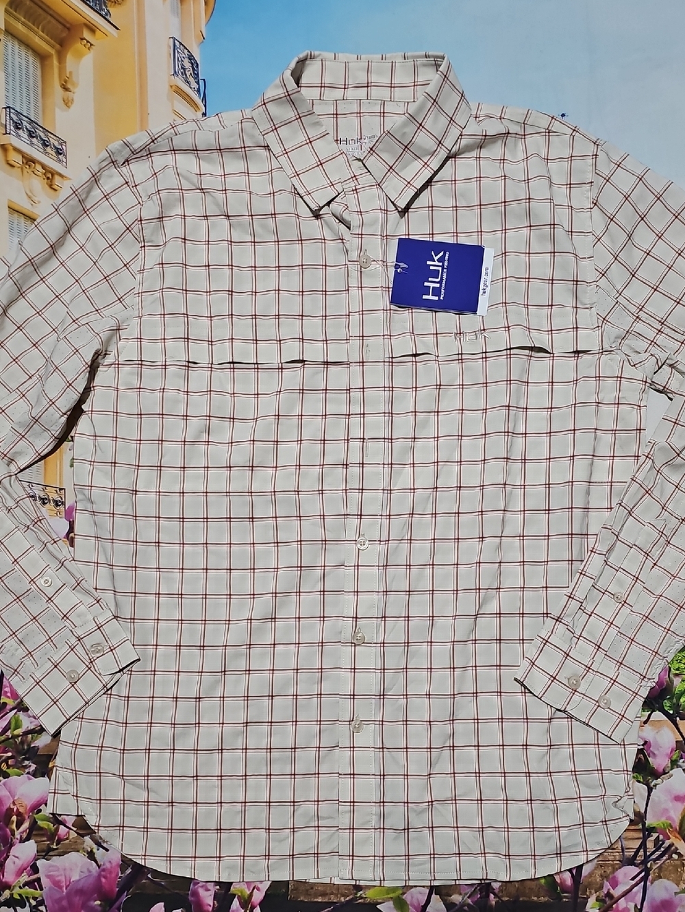 Huk Marsala Plaid Button Shirt Size Small New